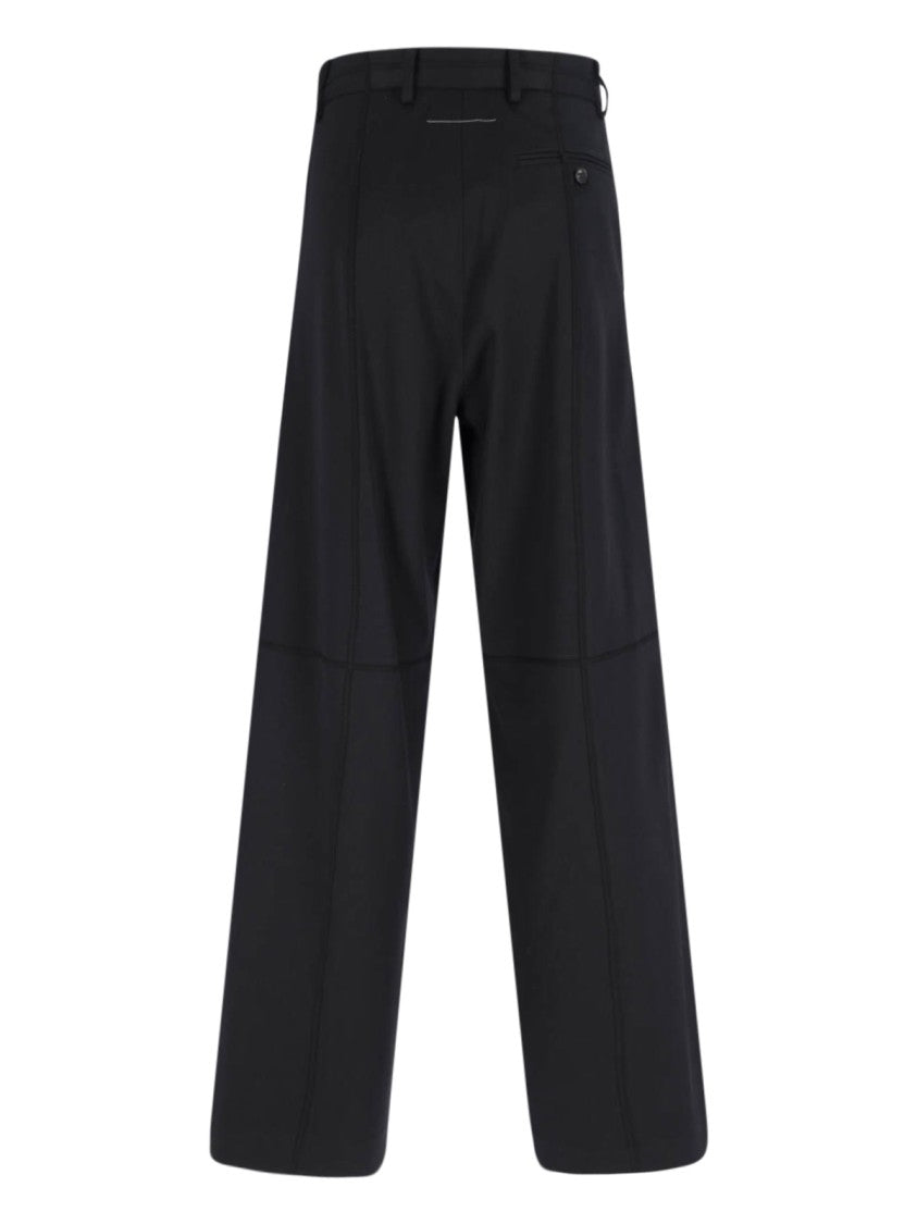 Mm6 By Maison Margiela Wide-Leg Black Wool Blend Trousers