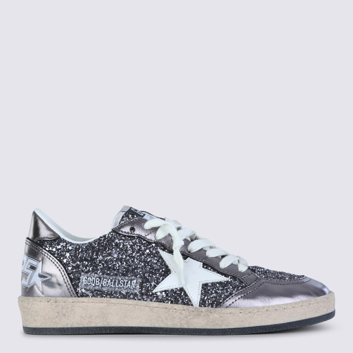 Golden Goose Grey And Purple Leather Ballstar Sneakers