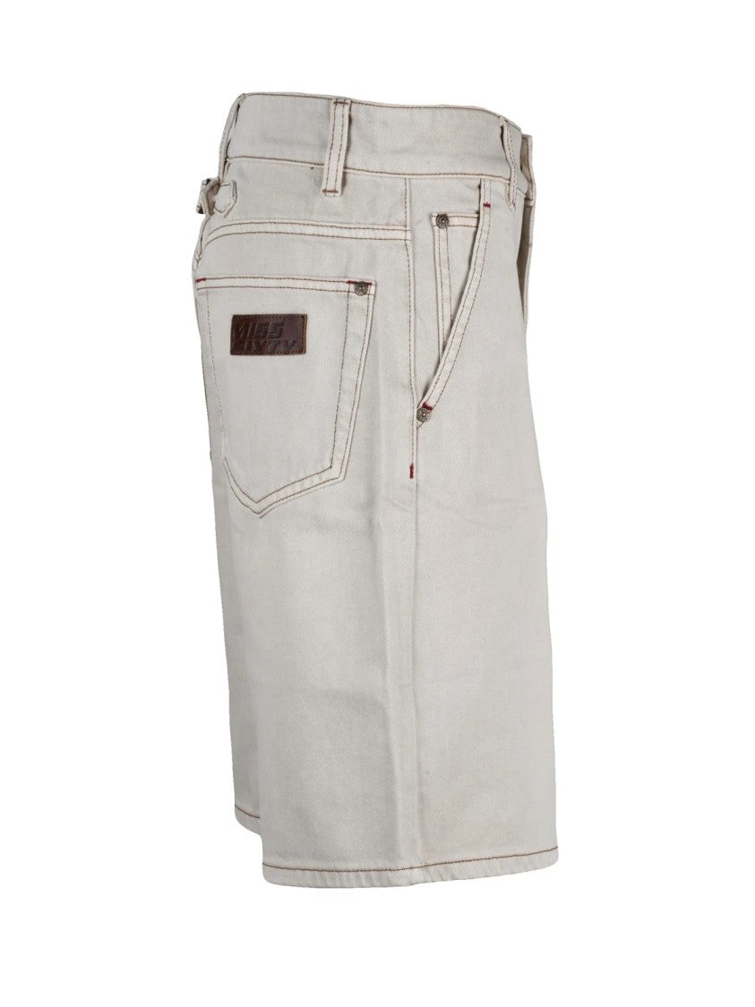 Miss Sixty Beige Denim Bermuda Shorts With Zip Closure
