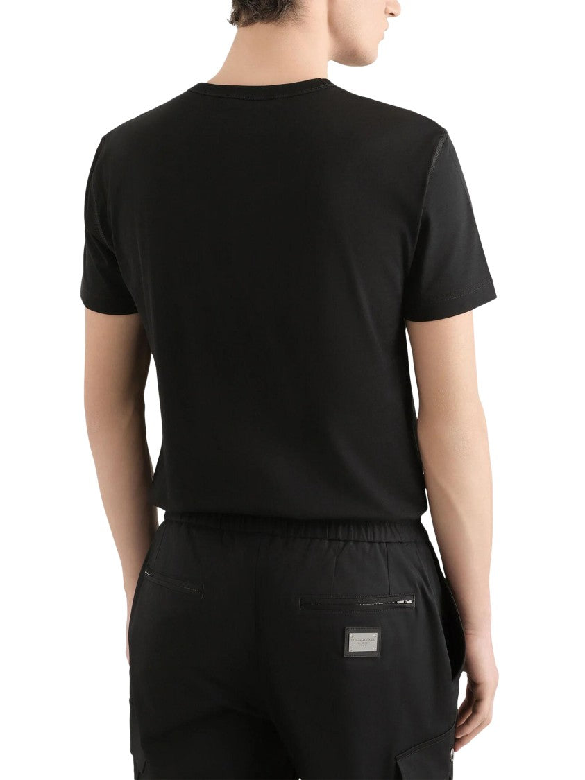 Dolce & Gabbana Minimalist Short-Sleeve T-Shirt With Patch Detail