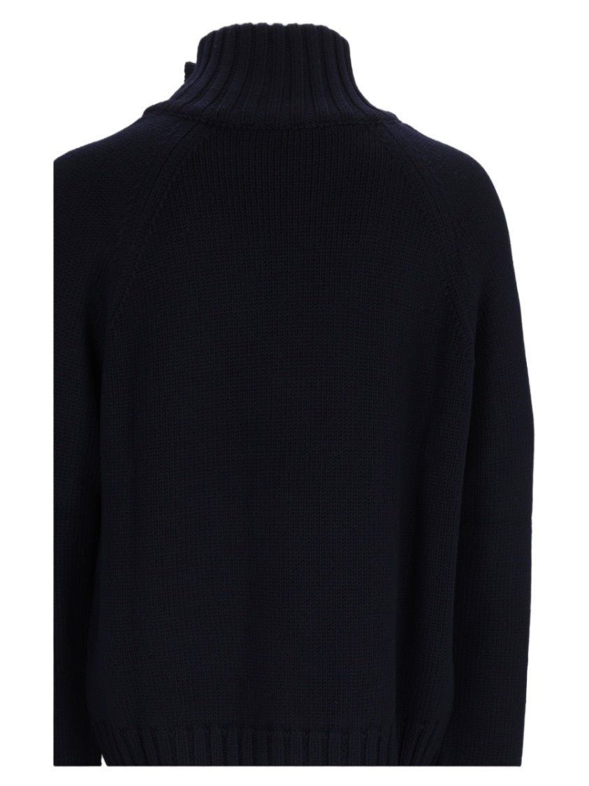Dolce & Gabbana Blue High Ribbed Turtleneck Virgin Wool Sweater
