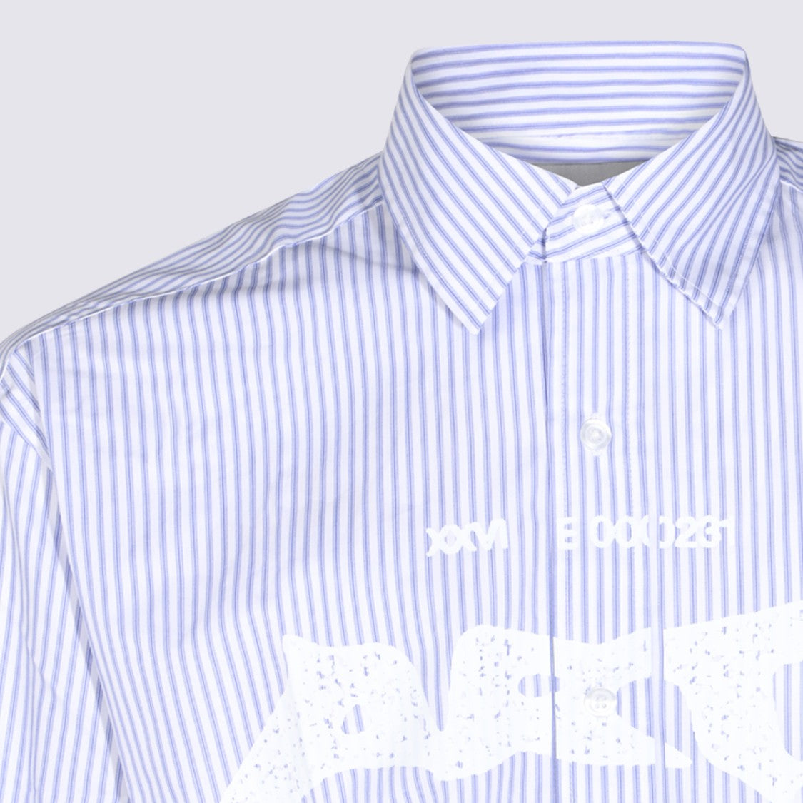 Arte Antwerp Blue Striped Graphic Print Shirt