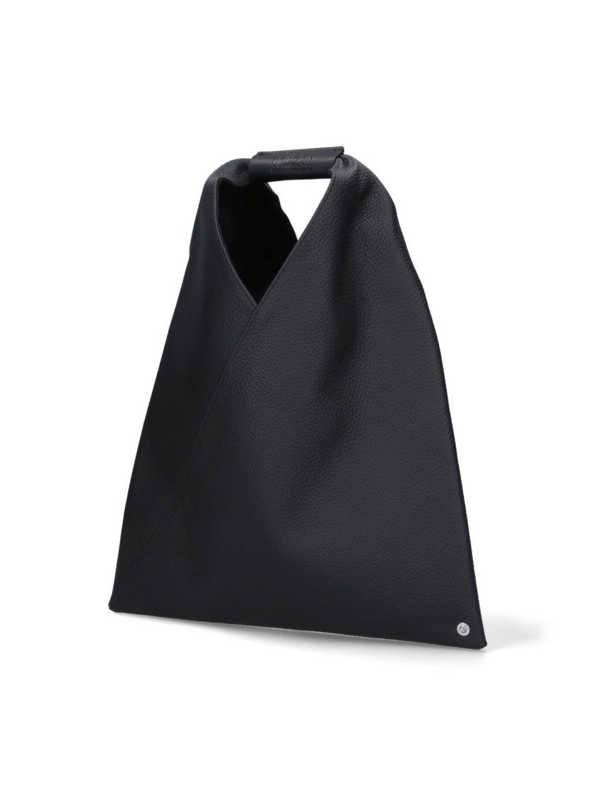 Mm6 By Maison Margiela Black Hammered Leather Small "Japanese" Handbag