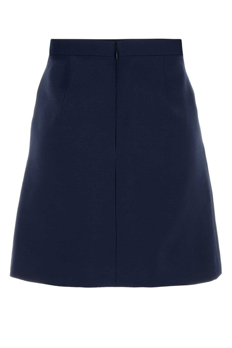 Valentino Garavani Navy Blue Wool Blend Skirt