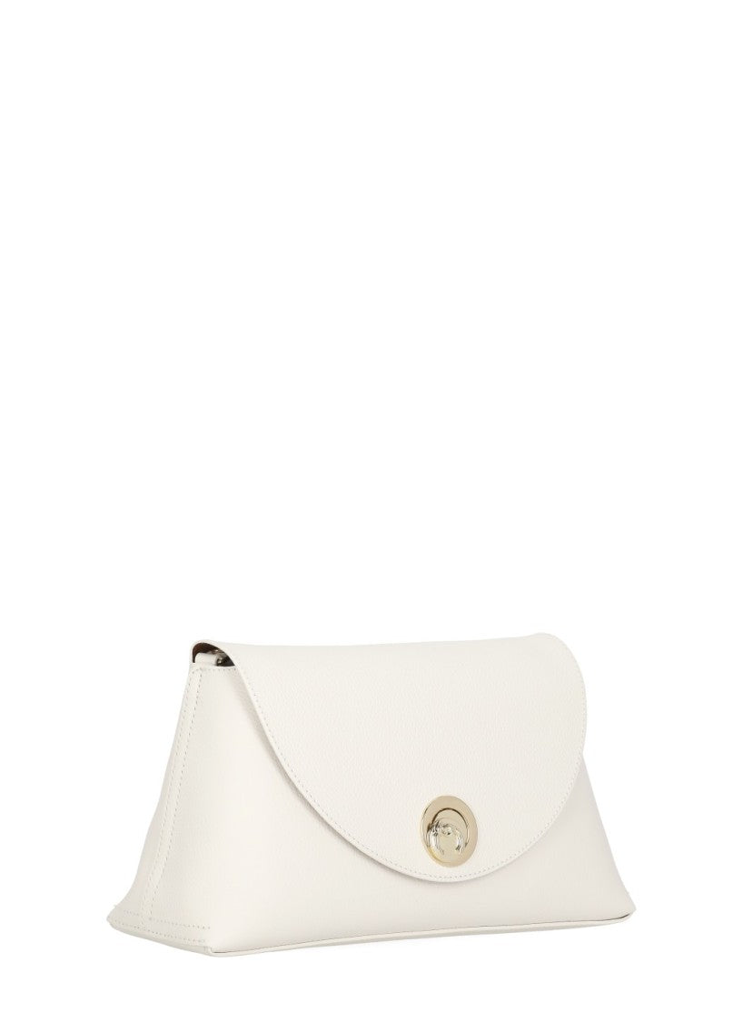 Coccinelle Ivory Pebbled Leather Shoulder Bag With Gold-Tone Clasp