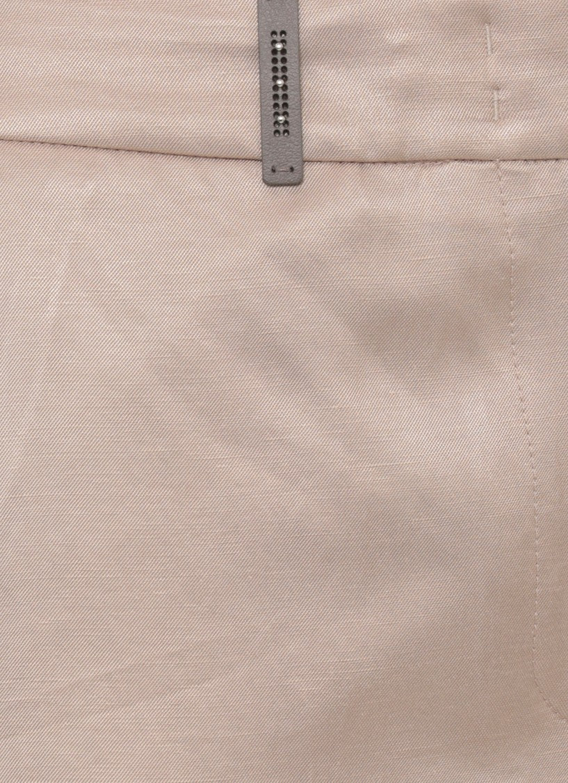 Peserico Brown Linen Straight-Leg Pants