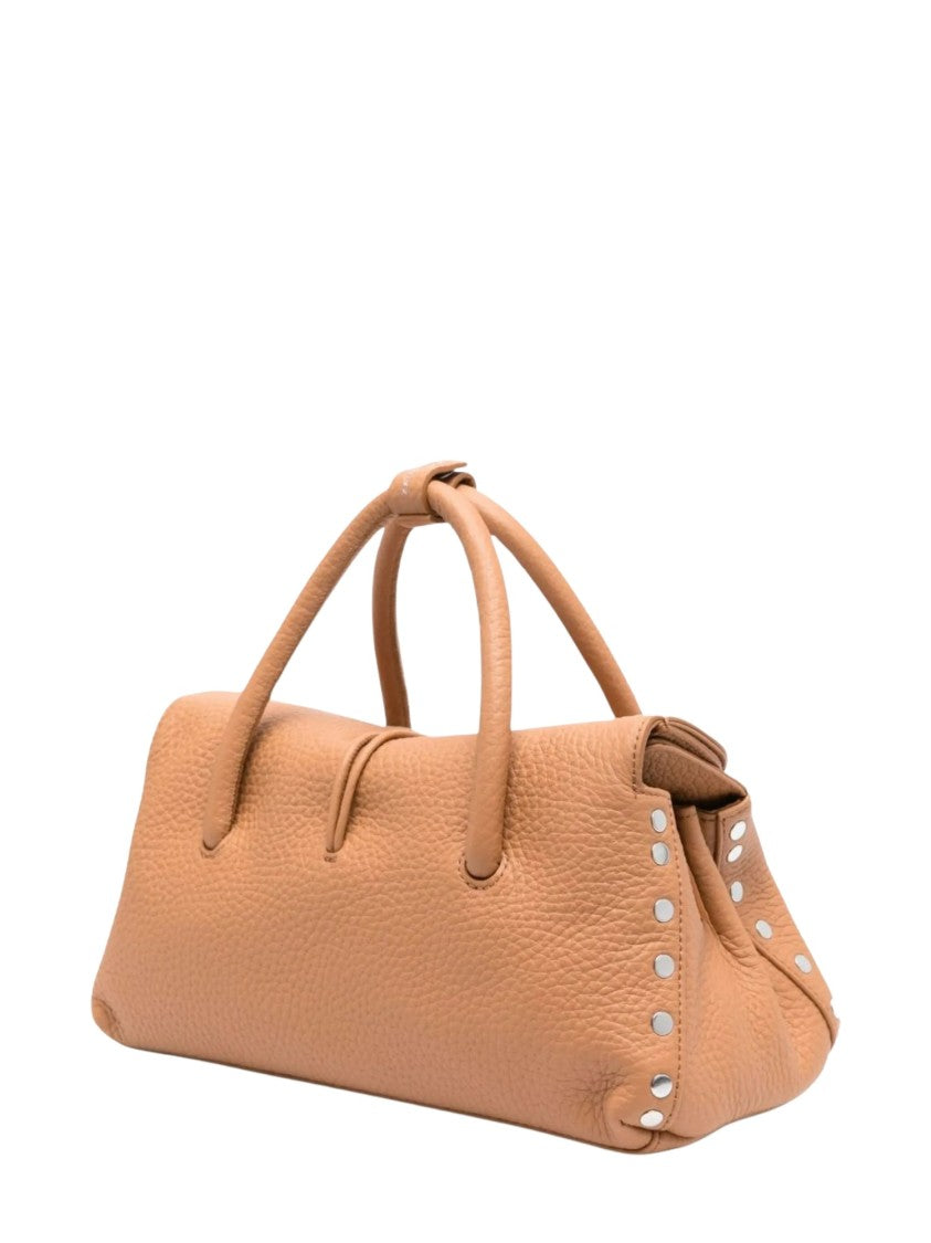 Zanellato Pebbled Leather Tote Bag With Metallic Studs