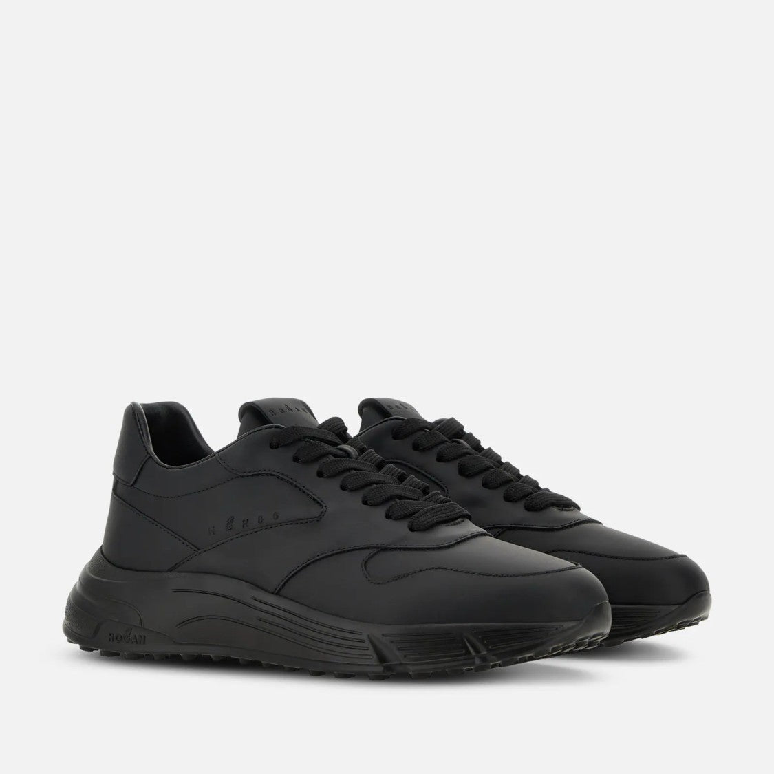 Hogan Hyperlight + Timbr Black Calfskin Lace-Up Sneakers