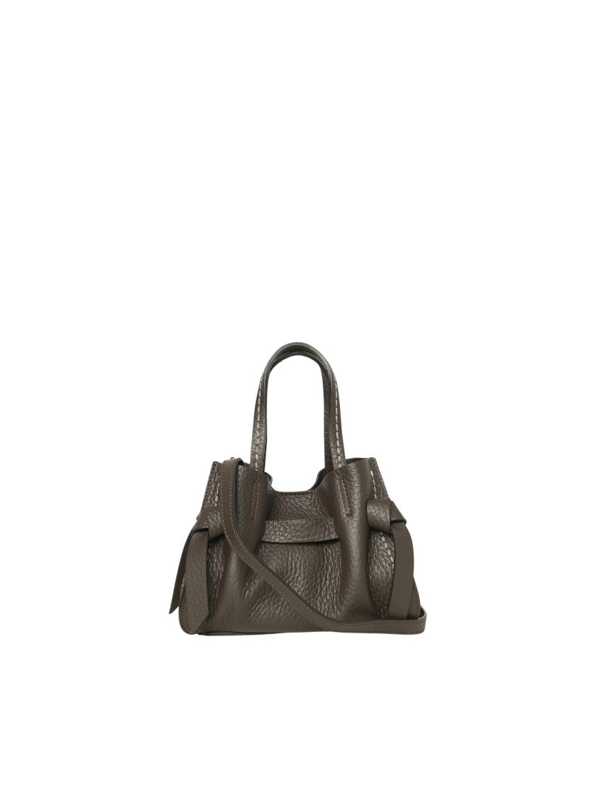 Visona` Queen Pebbled Brown Structured Shoulder Bag