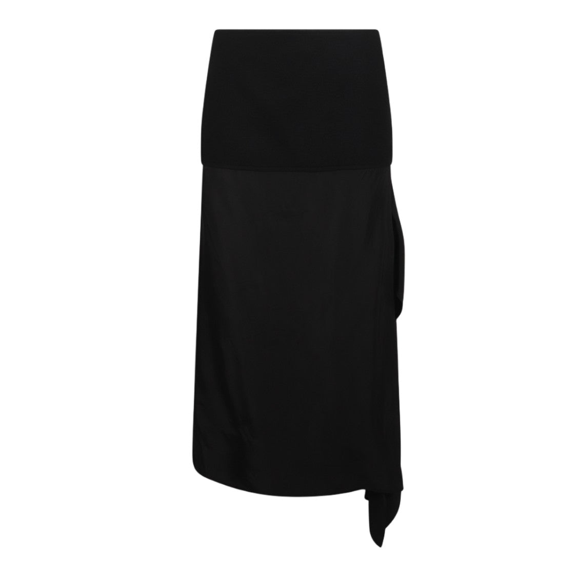 Jil Sander High-Waisted Black Midi Skirt With Asymmetrical Hemline