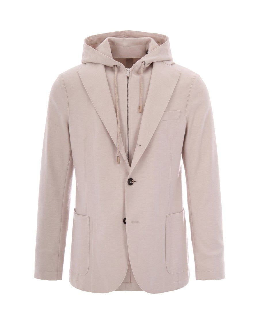 Eleventy Hooded Single-Breasted Wool-Blend Blazer
