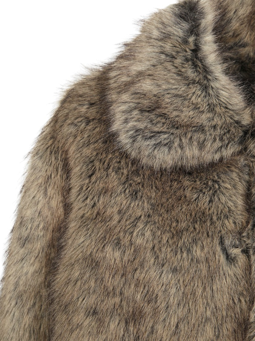 Liu Jo Faux Fur Coat With High Collar And Voluminous Silhouette