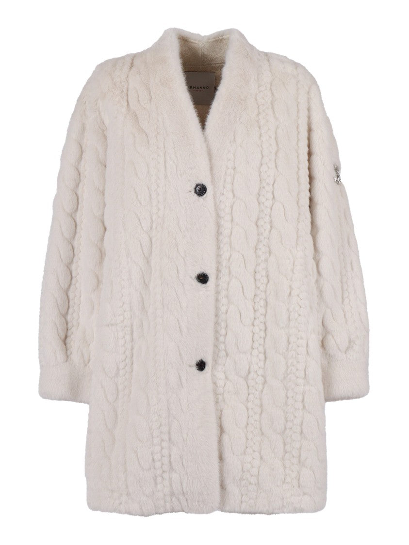 Ermanno Scervino Minimalist Long Coat With Classic Collar And Straight Silhouette