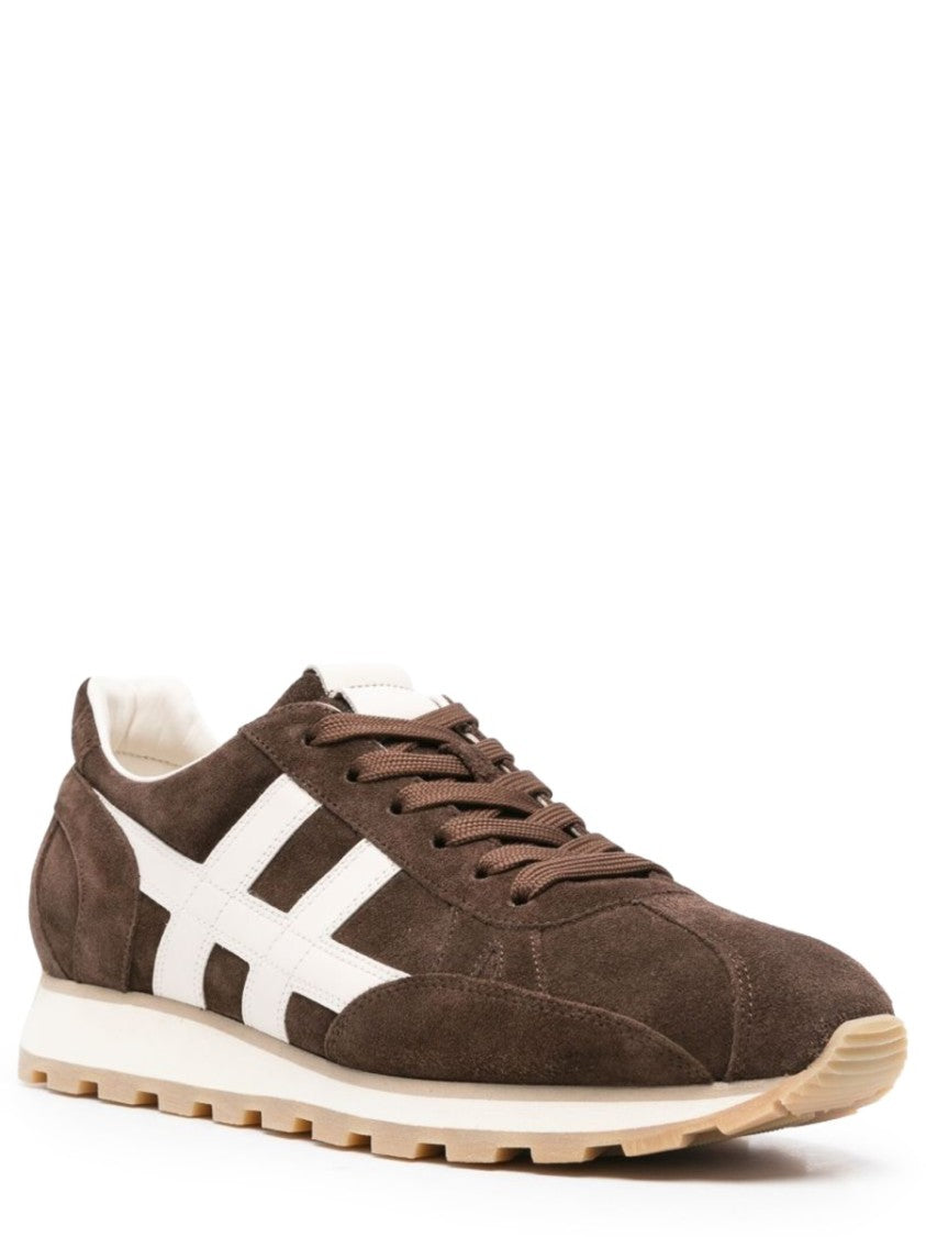 Hogan Brown Suede Calfskin Sneakers
