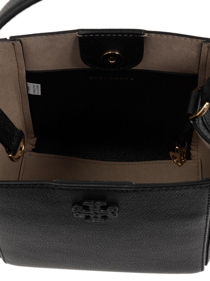 Tory Burch Structured Black Calf Leather Tote