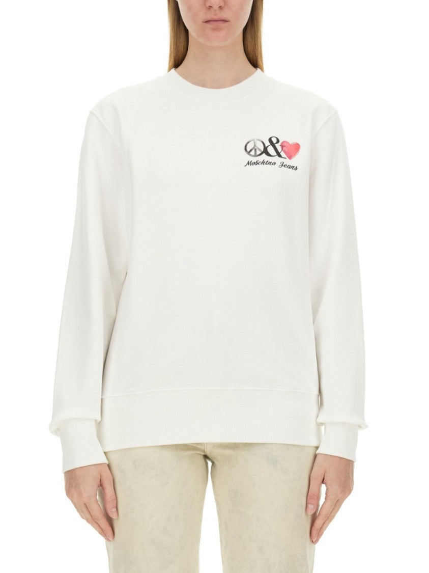 Moschino White Sweatshirt With Eye-Catching Logo Design