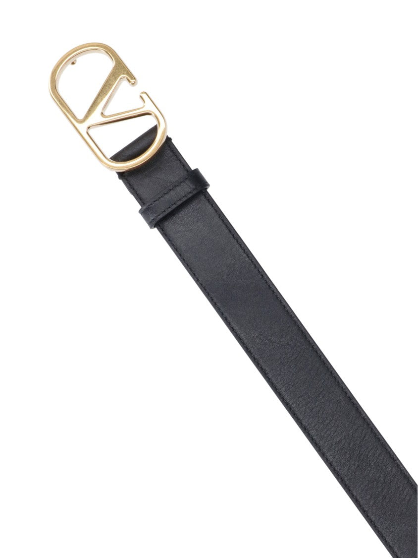 Valentino Garavani Black Calfskin Vlogo Signature Belt