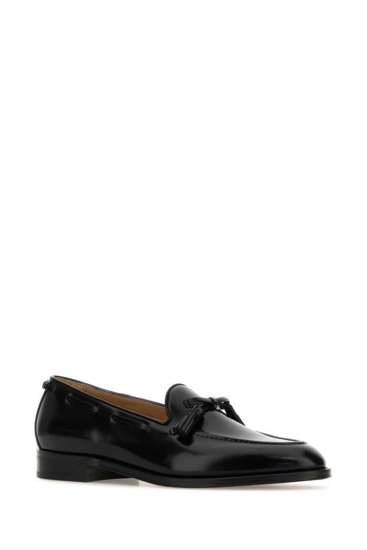 Valentino Garavani Black Leather Bowshire Loafers