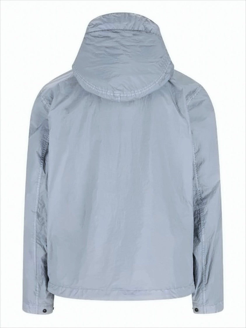 Stone Island Crinkled Nylon Hooded Jacket With Adjustable Cuffs