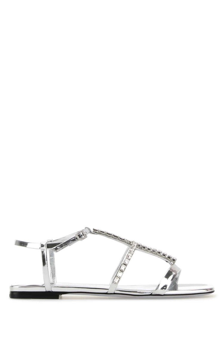Jimmy Choo Silver Leather Gwyn Sandals