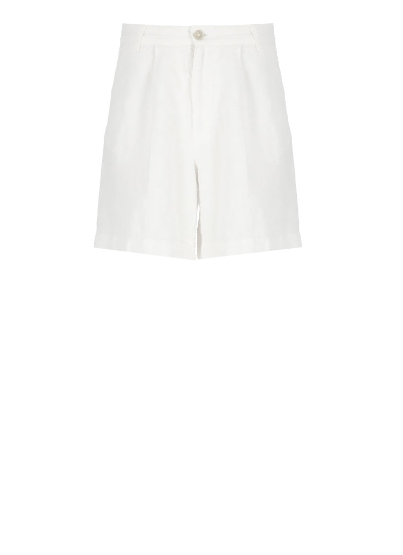 120% Lino White Linen Bermuda Shorts