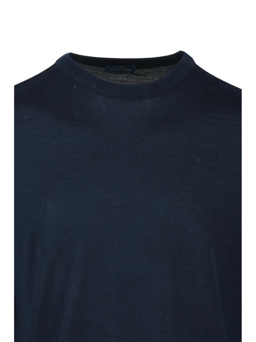 Paul & Shark Crew Neck Sweater In Fine-Knit Virgin Wool