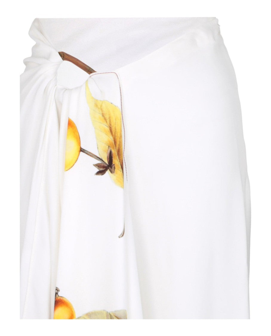 Ferragamo Draped Asymmetrical Skirt With Botanical Print