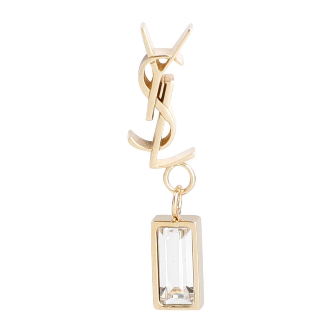 Saint Laurent Single Pampil Dore Crystal Brass Earrings