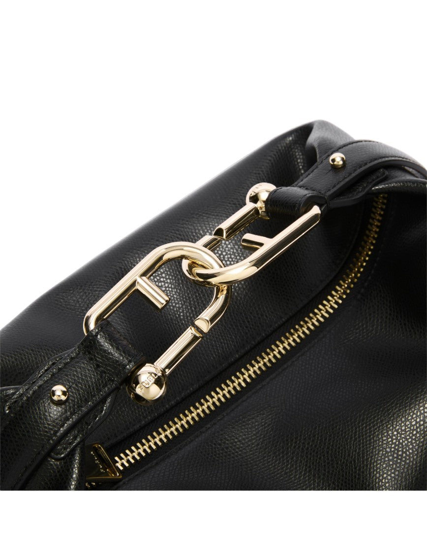 Furla Tonie M Leather Hobo Shoulder Bag, Black