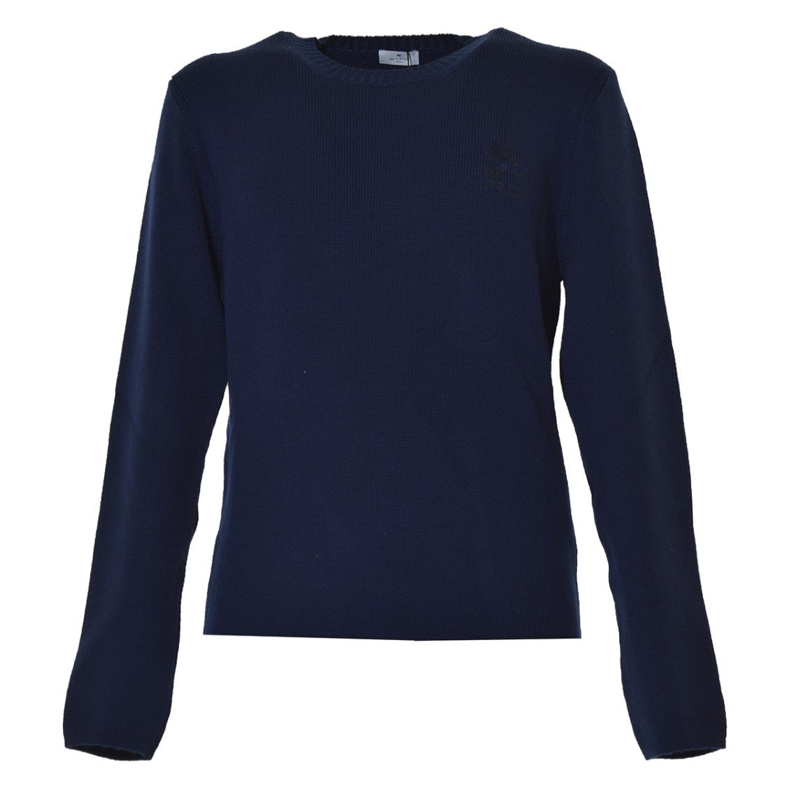Etro Blue Wool Crewneck Sweater With Logo