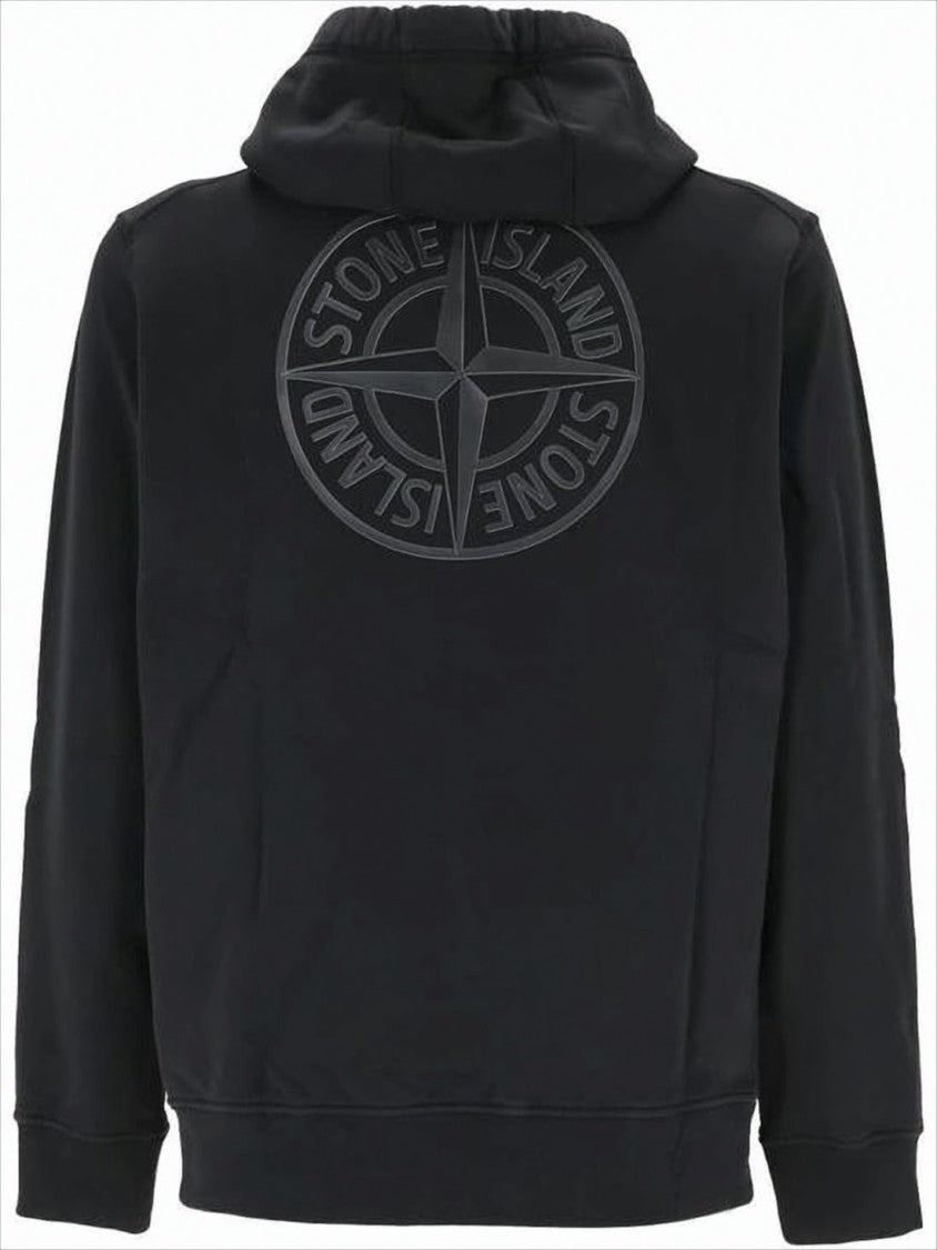 Stone Island Black Hoodie With Front Kangaroo Pocket