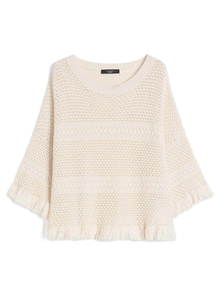 Max Mara Textured Open-Knit Sweater With Fringe Detail