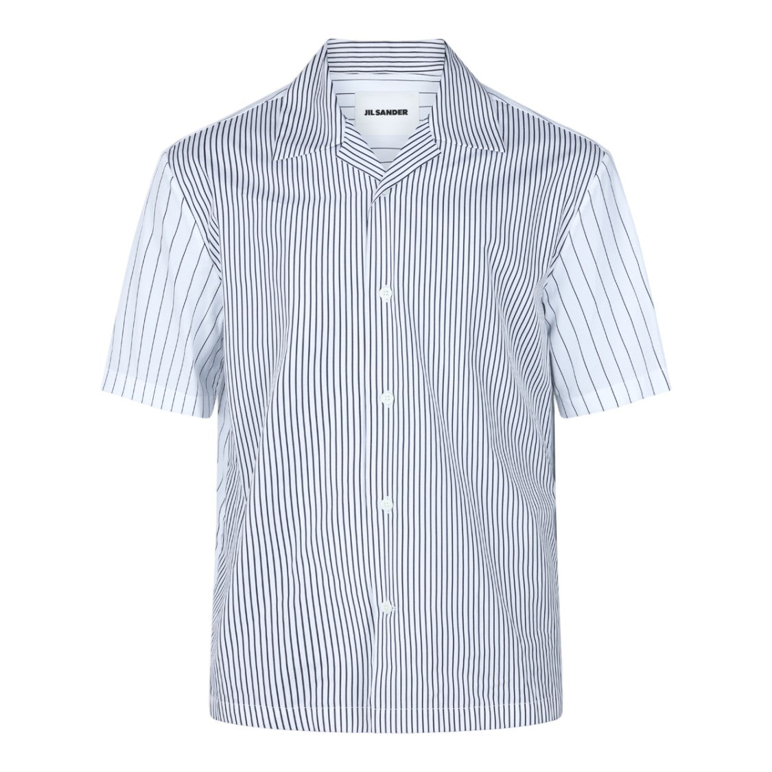Jil Sander White And Grey Striped Short-Sleeved Shirt
