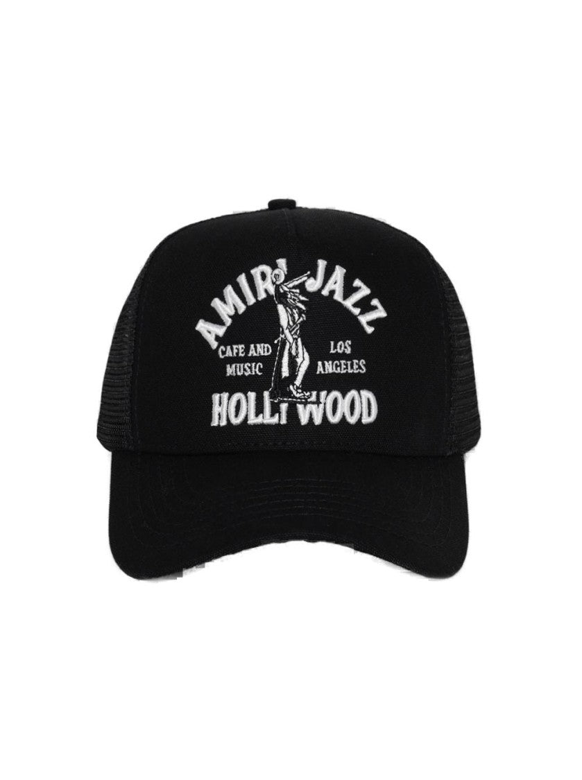 Amiri Jazz Wolf Trucker Hat Black