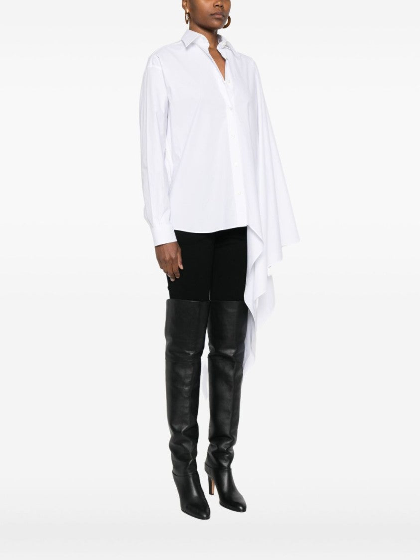 Moschino Asymmetric White Cotton Blend Top