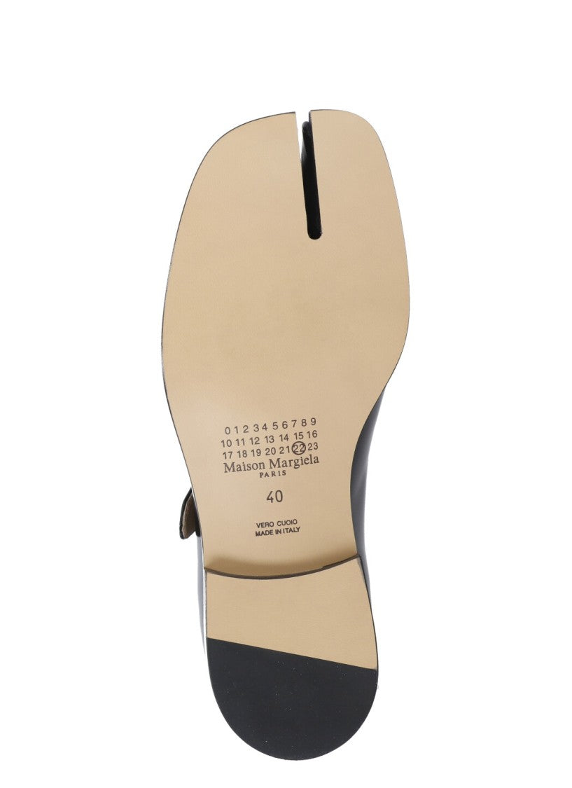 Maison Margiela Black Tabi Polished Leather Mary-Jane Flats