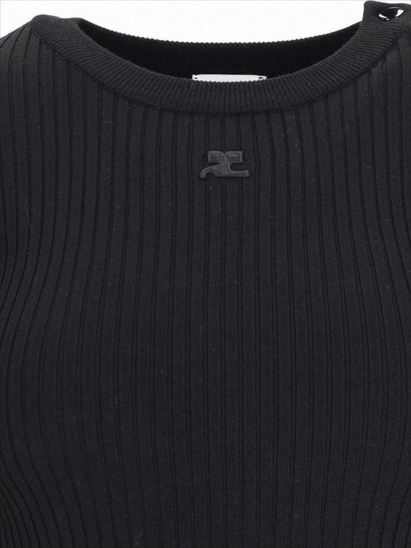 Courrèges Fitted Ribbed Sweater With Decorative Buttons