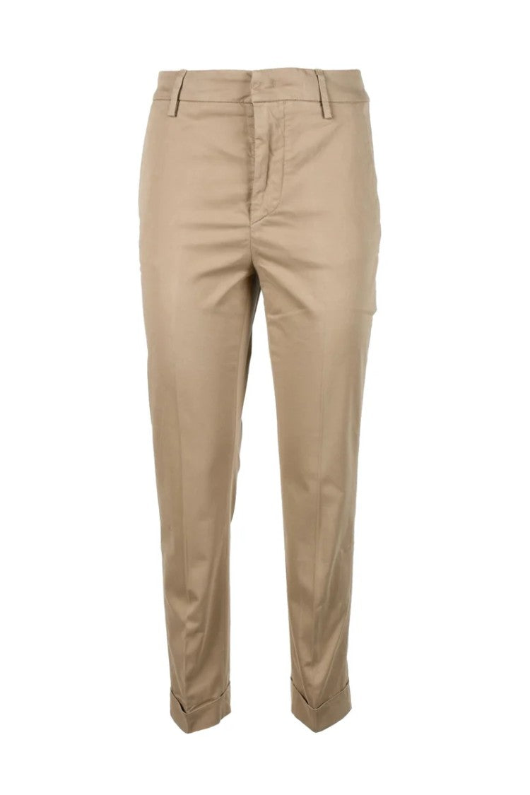 Dondup Cotton And Elastane Trousers - Beige