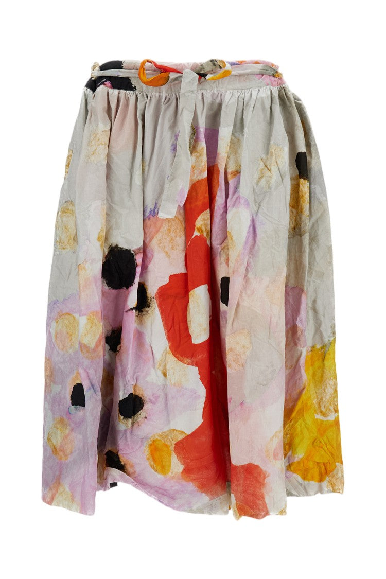 Daniela Gregis Cotton Balloon Skirt With Abstract Multicolor Print