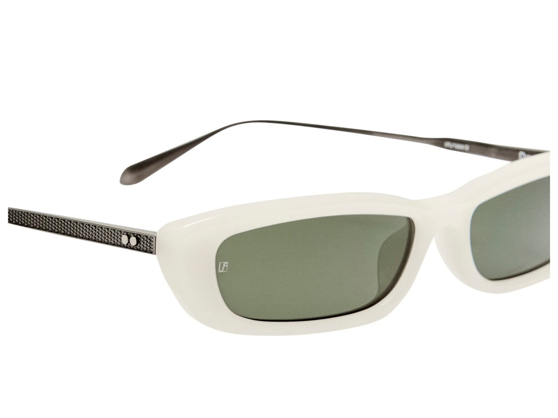 Linda Farrow White Lfl1664 Glossy Acetate Rectangular Sunglasses