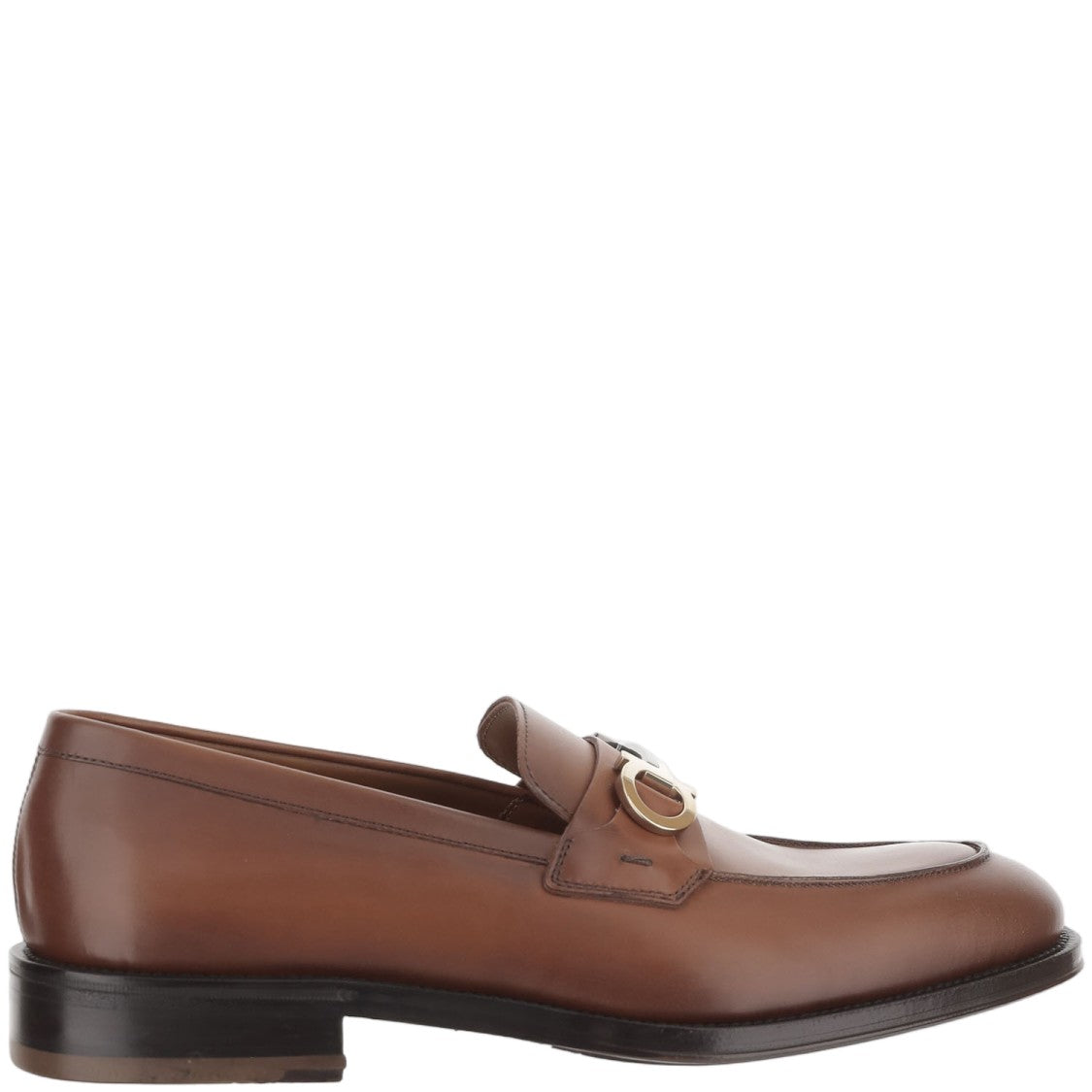 Salvatore Ferragamo Brown Hook Detail Leather Loafers