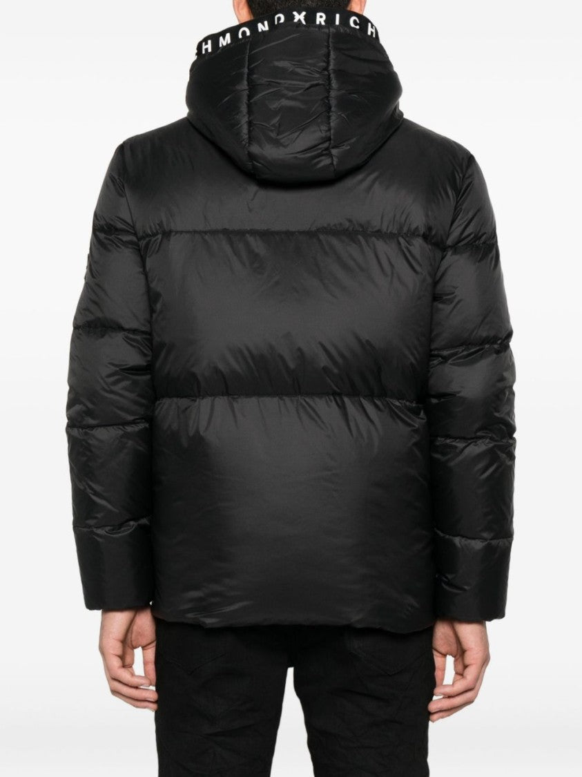 John Richmond Quilted Black Puffer Jacket With Hood
