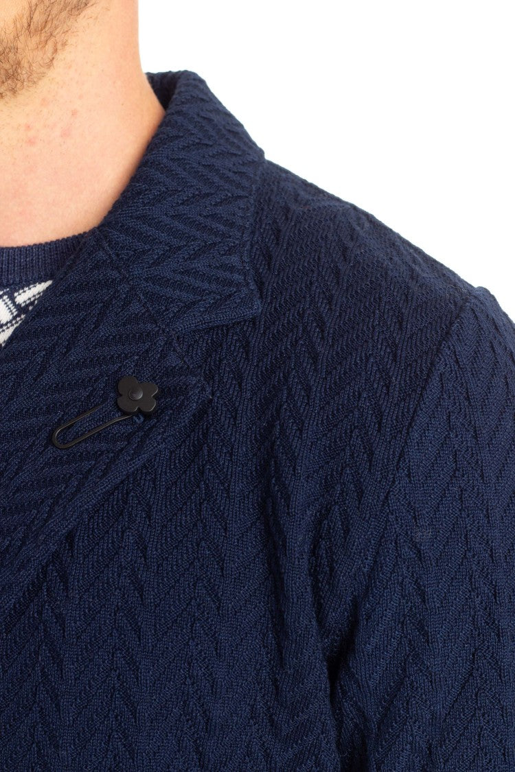 Lardini Double-Breasted Textured Fabric Blazer