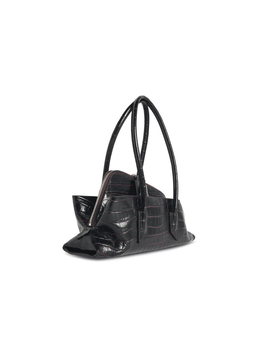 The Attico 'Top Handle La Passeggiata Small' 'Coffee' Leather Bag
