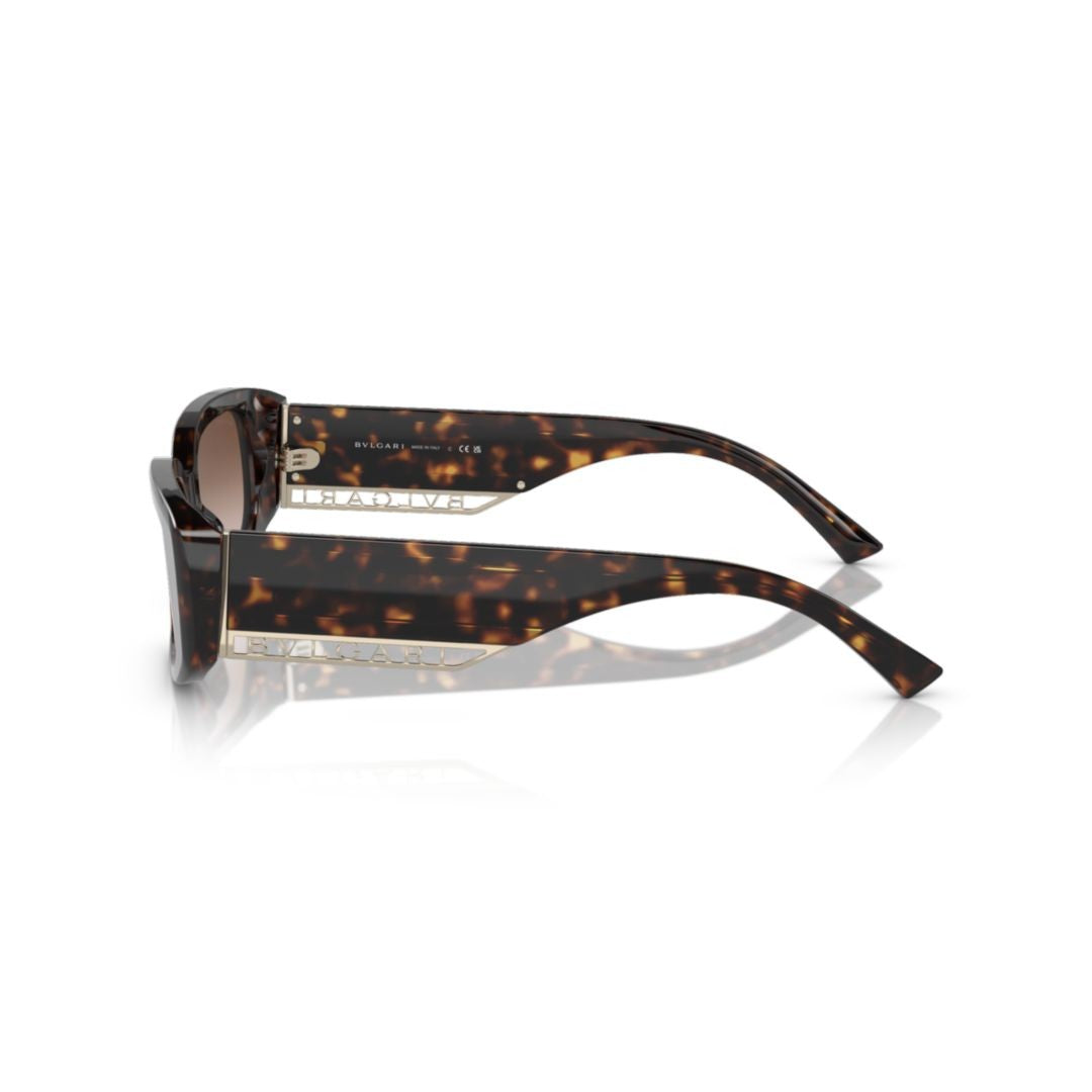 Bulgari 8259 Sole Rectangular Tortoiseshell Acetate Sunglasses