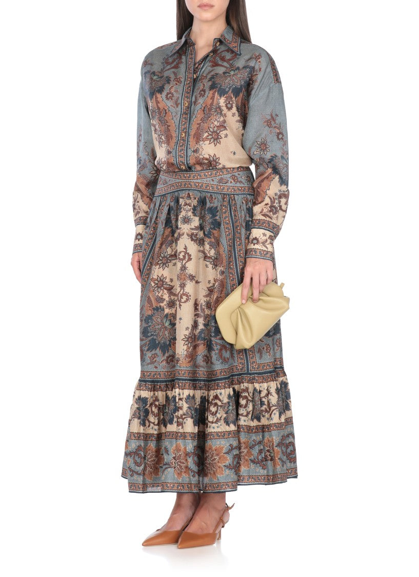 Zimmermann Ascension Tiered Midi Skirt