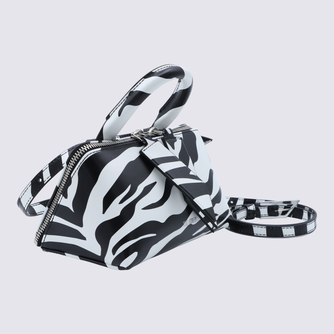 The Attico Structured Zebra Print Handbag With Detachable Strap