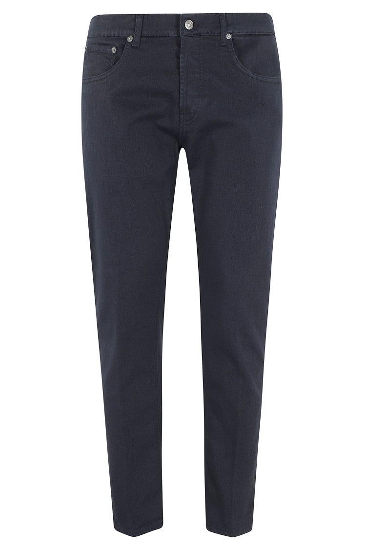 Dondup Dian Navy Blue Cotton-Blend Slim Straight-Leg Jeans