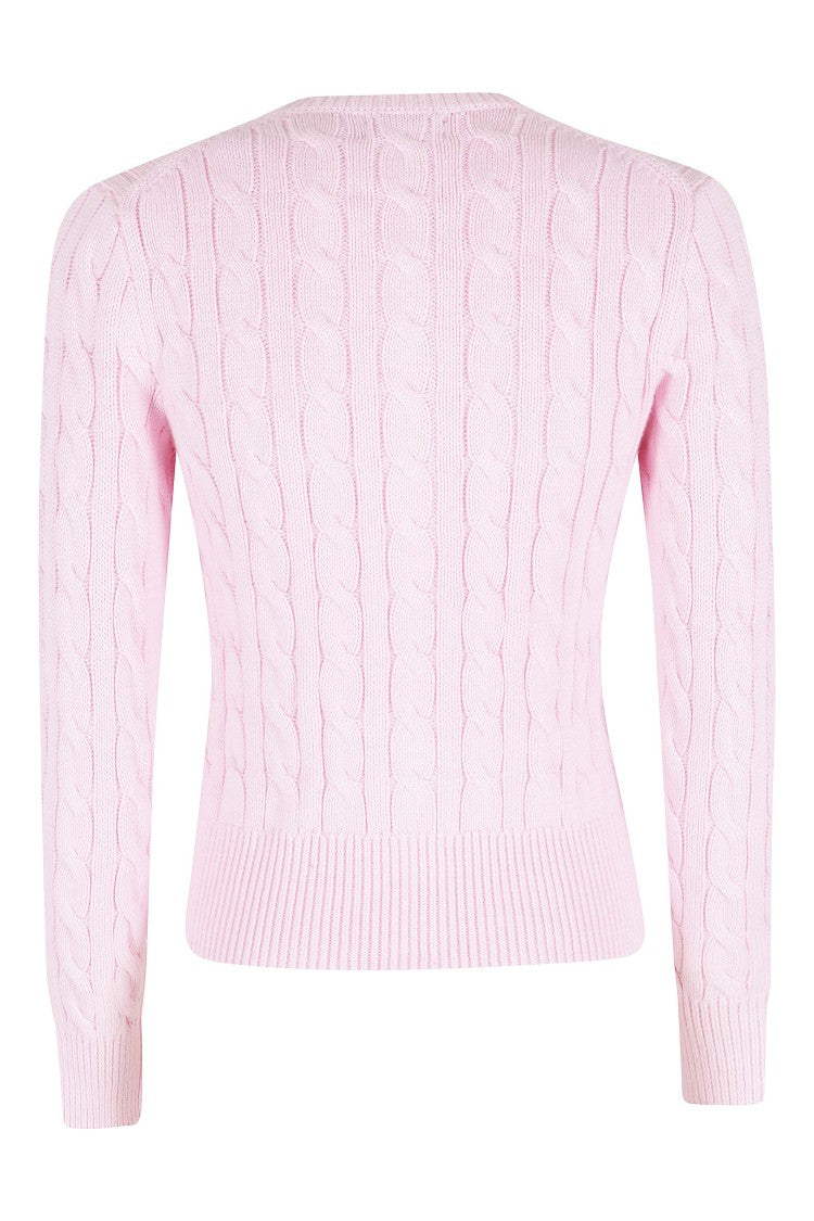 Polo Ralph Lauren Pink Long Sleeve Ribbed Crewneck Cotton Cardigan