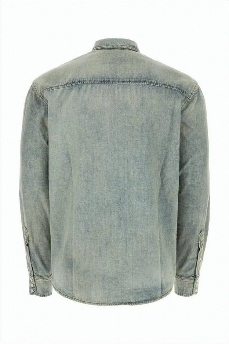 Kenzo Denim Shirt With Classic Collar And Distinctive Embroidery